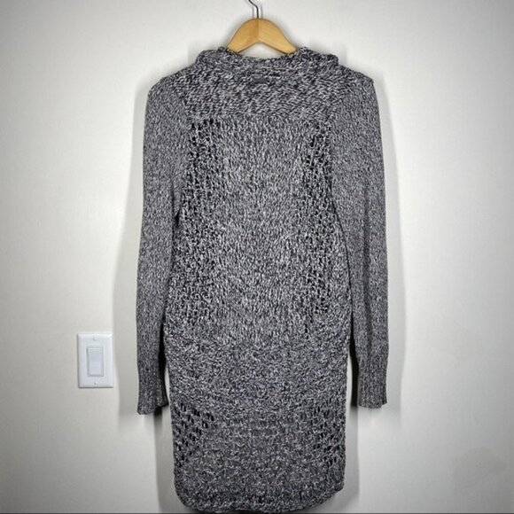 Eddie Bauer Open Front Cocoon Cardigan Sweater Black White Melange S - Picture 8 of 8